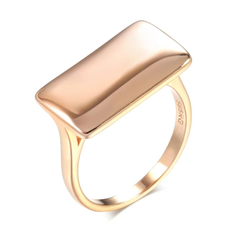 Classic Rose Gold Glossy Dangle Square Ring - High-Quality Vintage Jewelry