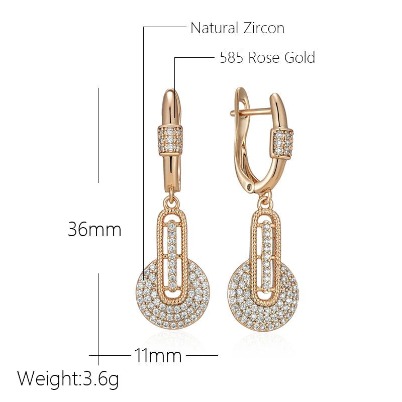 Classic Rose Gold Guitar Drop Earrings with Natural Zircon Accents