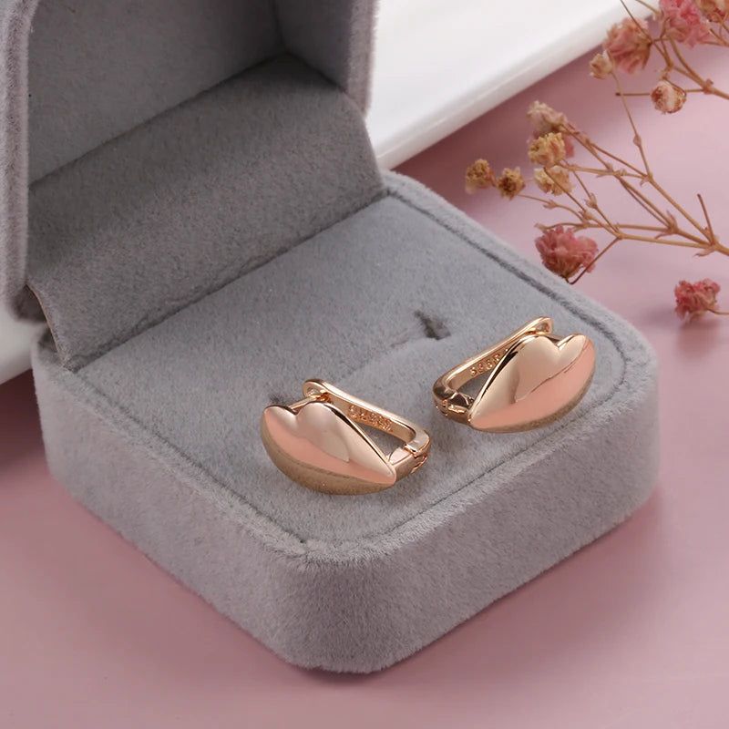 Classic Rose Gold Heart Dangle Earrings - Trendy 585 Fashion Jewelry