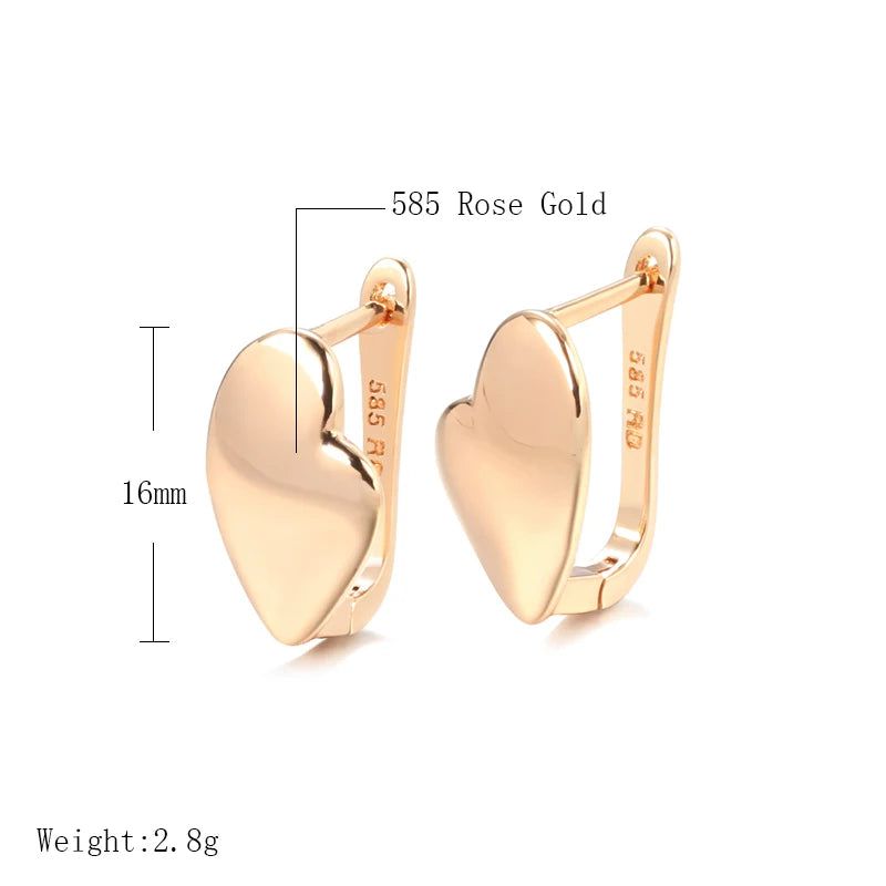 Classic Rose Gold Heart Dangle Earrings - Trendy 585 Fashion Jewelry