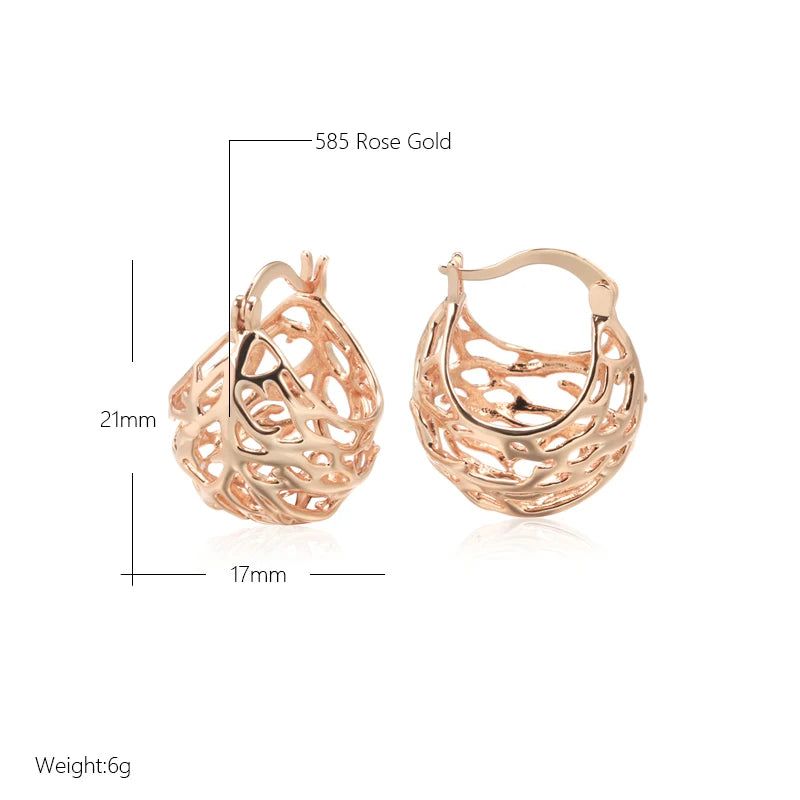 Classic Rose Gold Hollow Ball Drop Earrings - Unique Vintage Style Jewelry