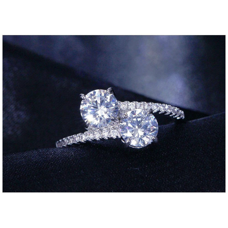 Classic Twisted Rhodium CZ Band Ring with Sparkling Detail