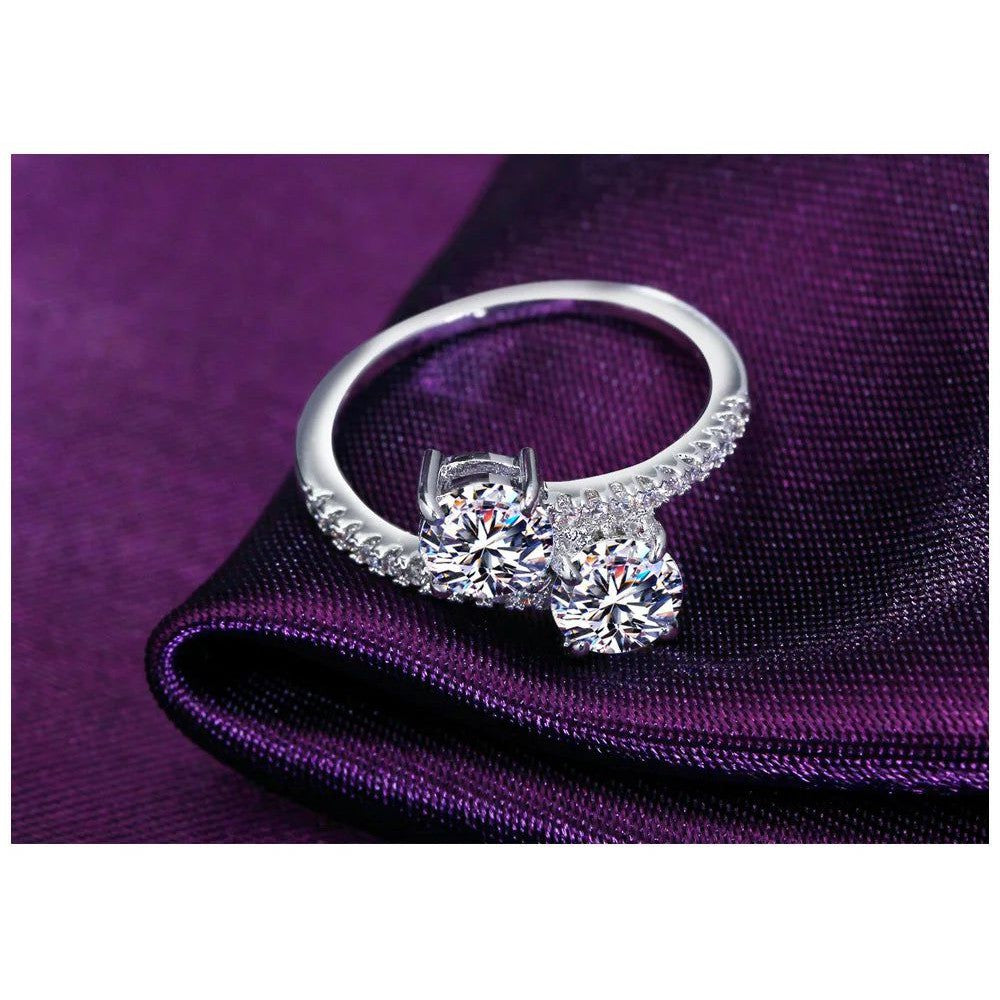 Classic Twisted Rhodium CZ Band Ring with Sparkling Detail