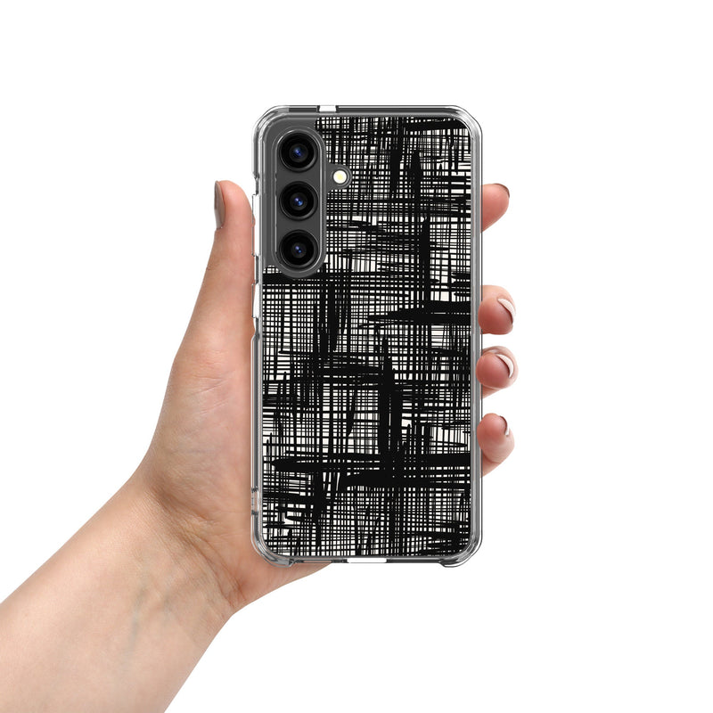 Clear Case for Samsung® Galaxy S24 Abstract Hand Drawn Grid Design