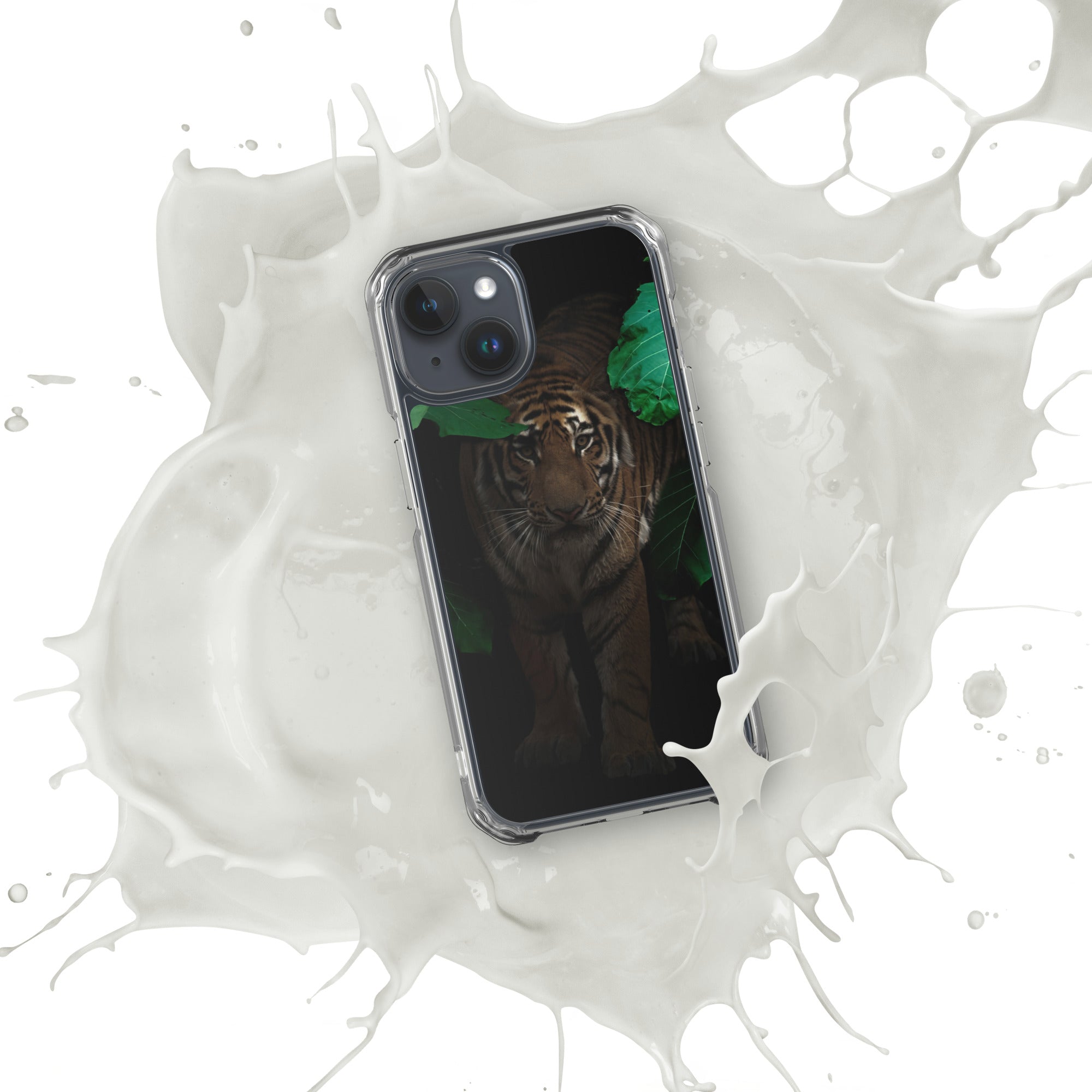 Clear Case for iPhone® iPhone 15 Cat in Darkness Design