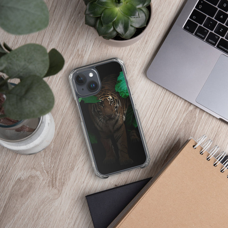 Clear Case for iPhone® iPhone 15 Cat in Darkness Design