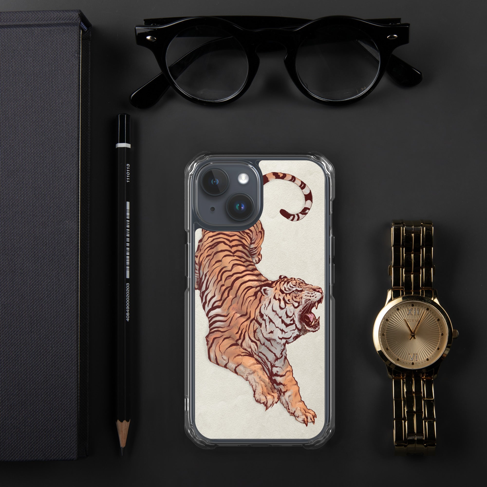 Clear Case for iPhone® iPhone 15 Tiger Art Design