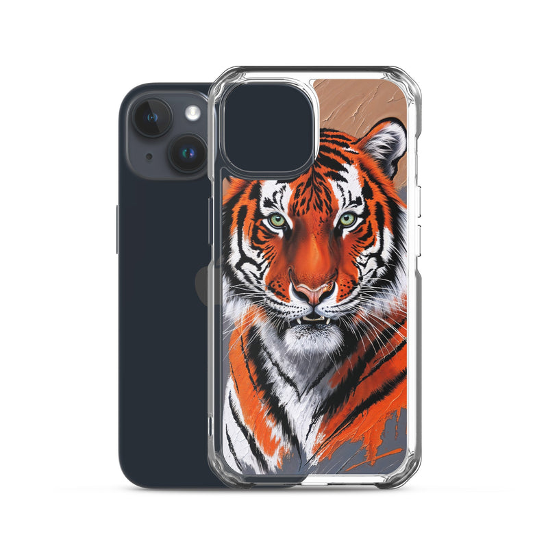 Clear Case for iPhone® iPhone 15 Tiger Painting Design