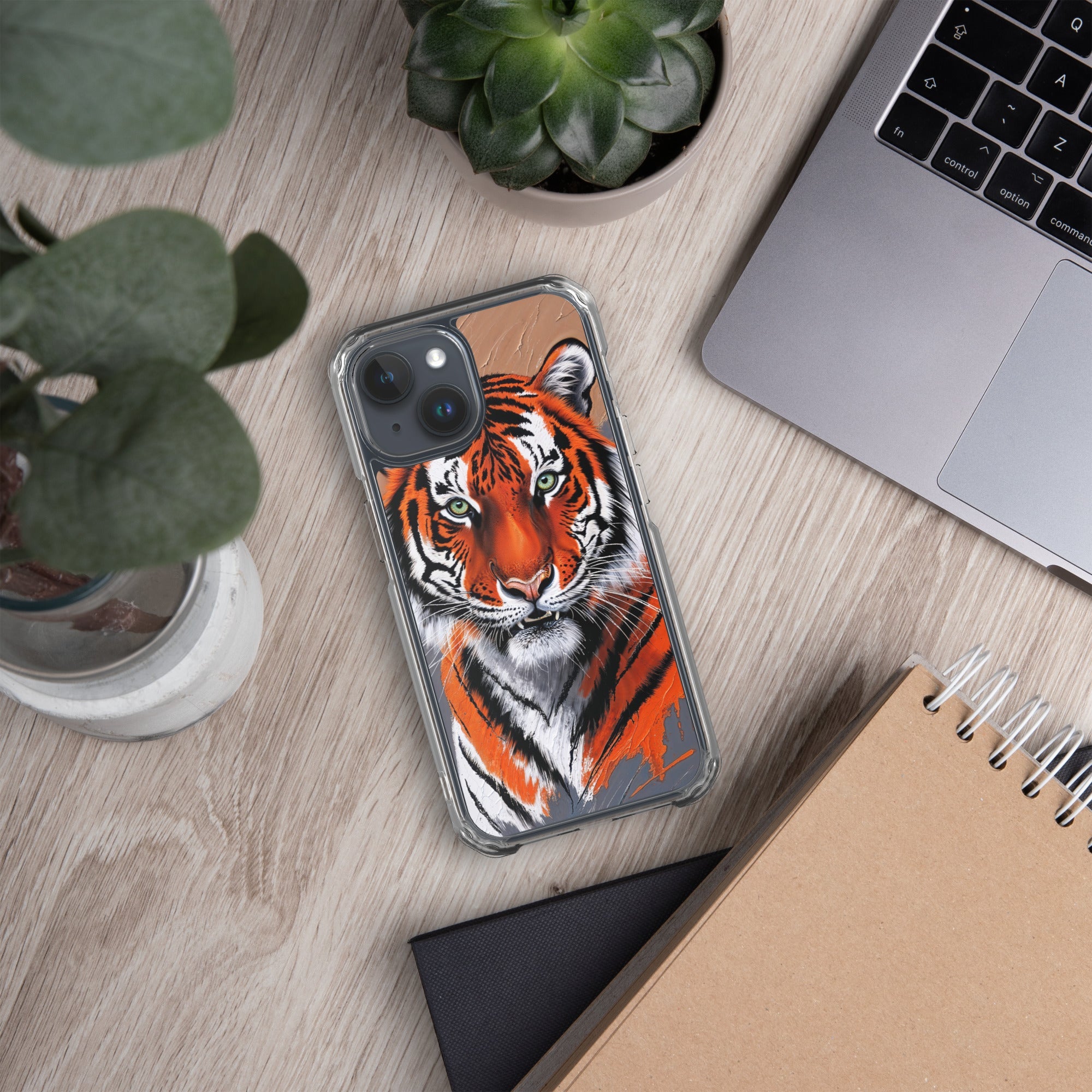 Clear Case for iPhone® iPhone 15 Tiger Painting Design