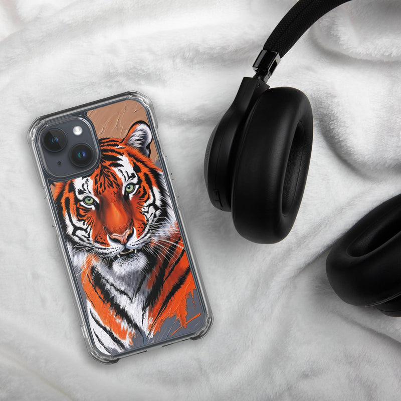 Clear Case for iPhone® iPhone 15 Tiger Painting Design