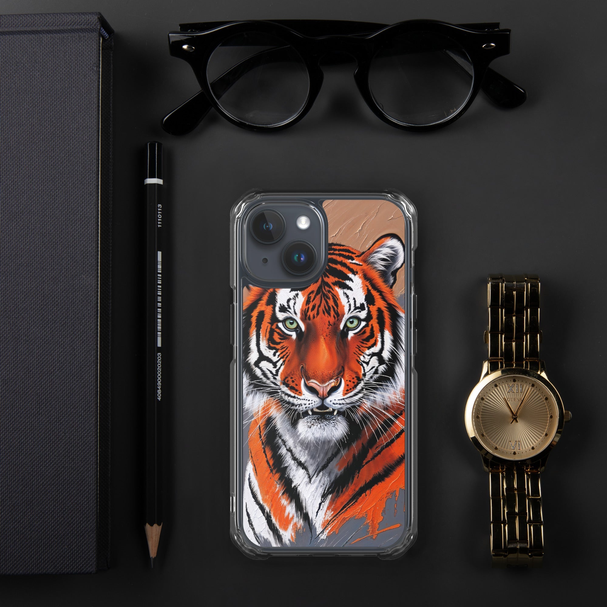 Clear Case for iPhone® iPhone 15 Tiger Painting Design