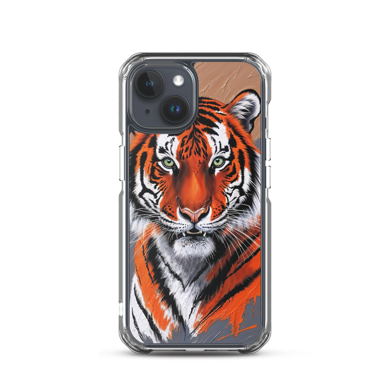 Clear Case for iPhone® iPhone 15 Tiger Painting Design