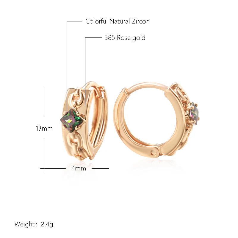 Colorful Natural Zircon Rose Gold Hoop Earrings - Trendy Fashion Jewelry