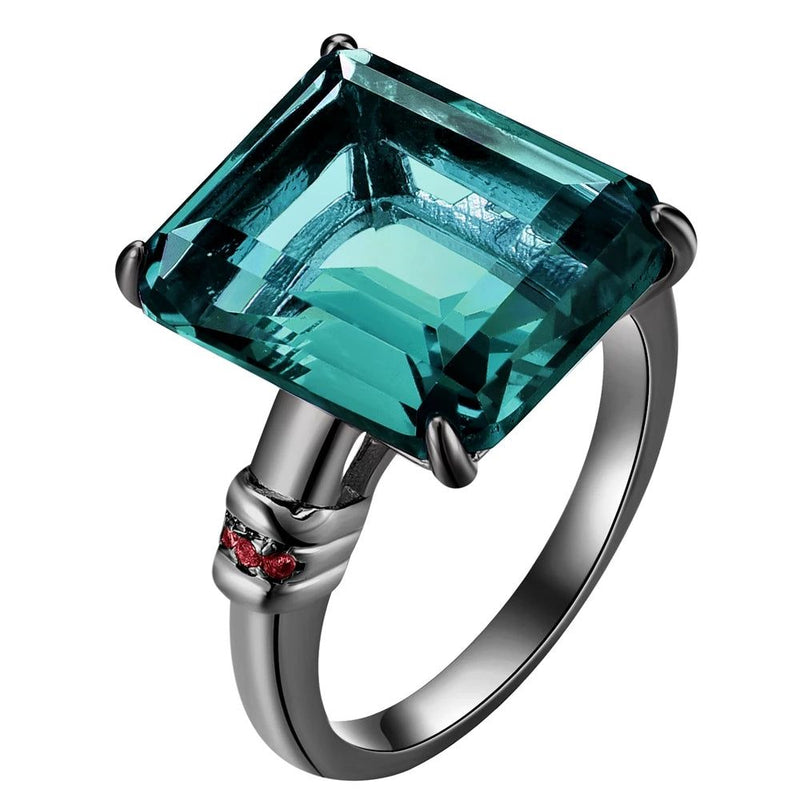 Colorful Square Zircon Solitaire Ring - Stylish Birthday Jewelry