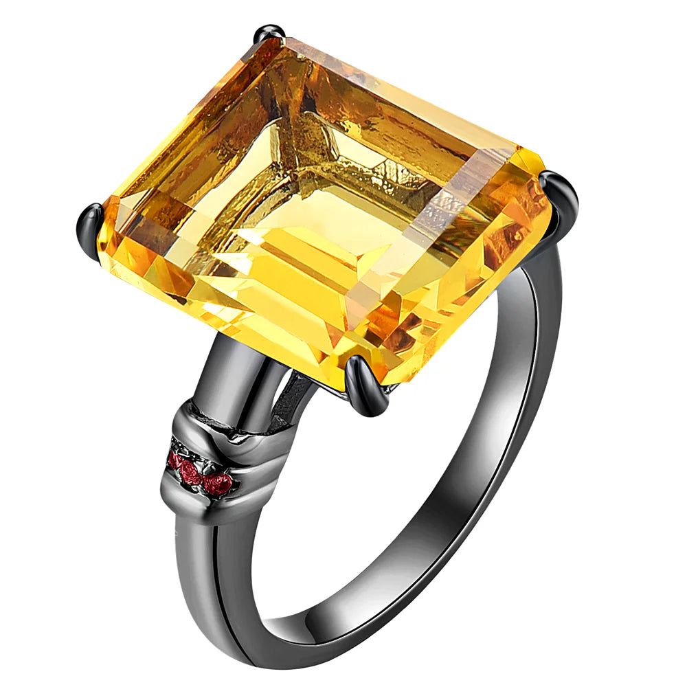 Colorful Square Zircon Solitaire Ring - Stylish Birthday Jewelry