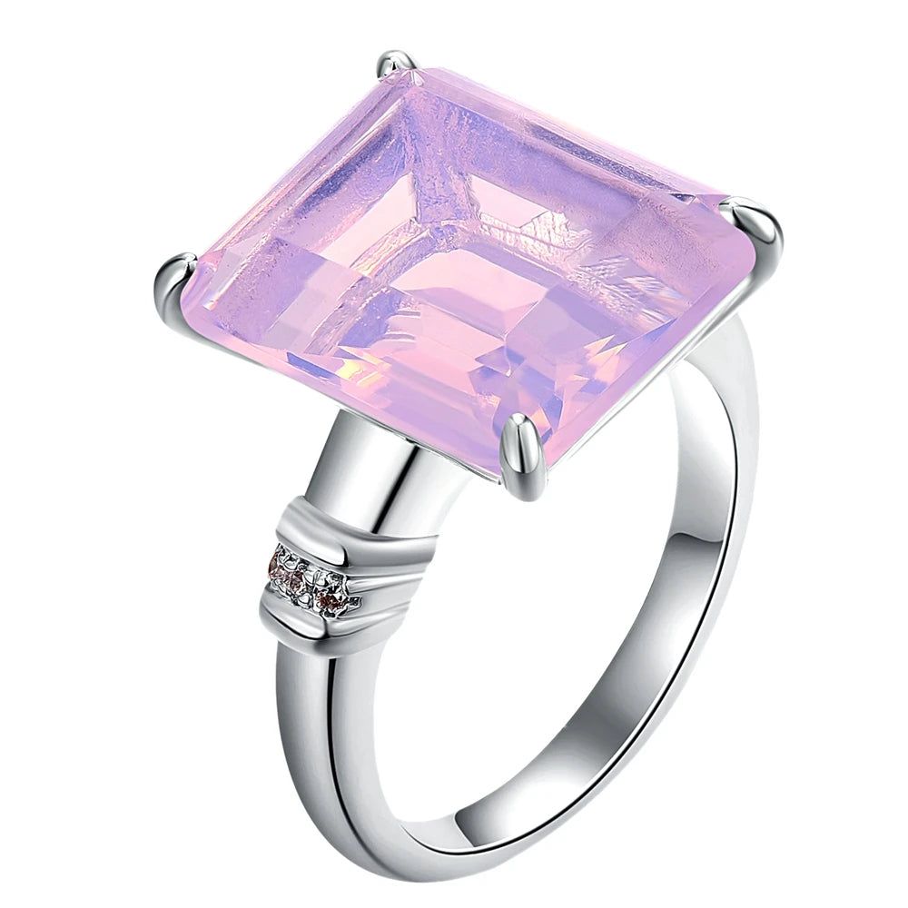 Colorful Square Zircon Solitaire Ring - Stylish Birthday Jewelry