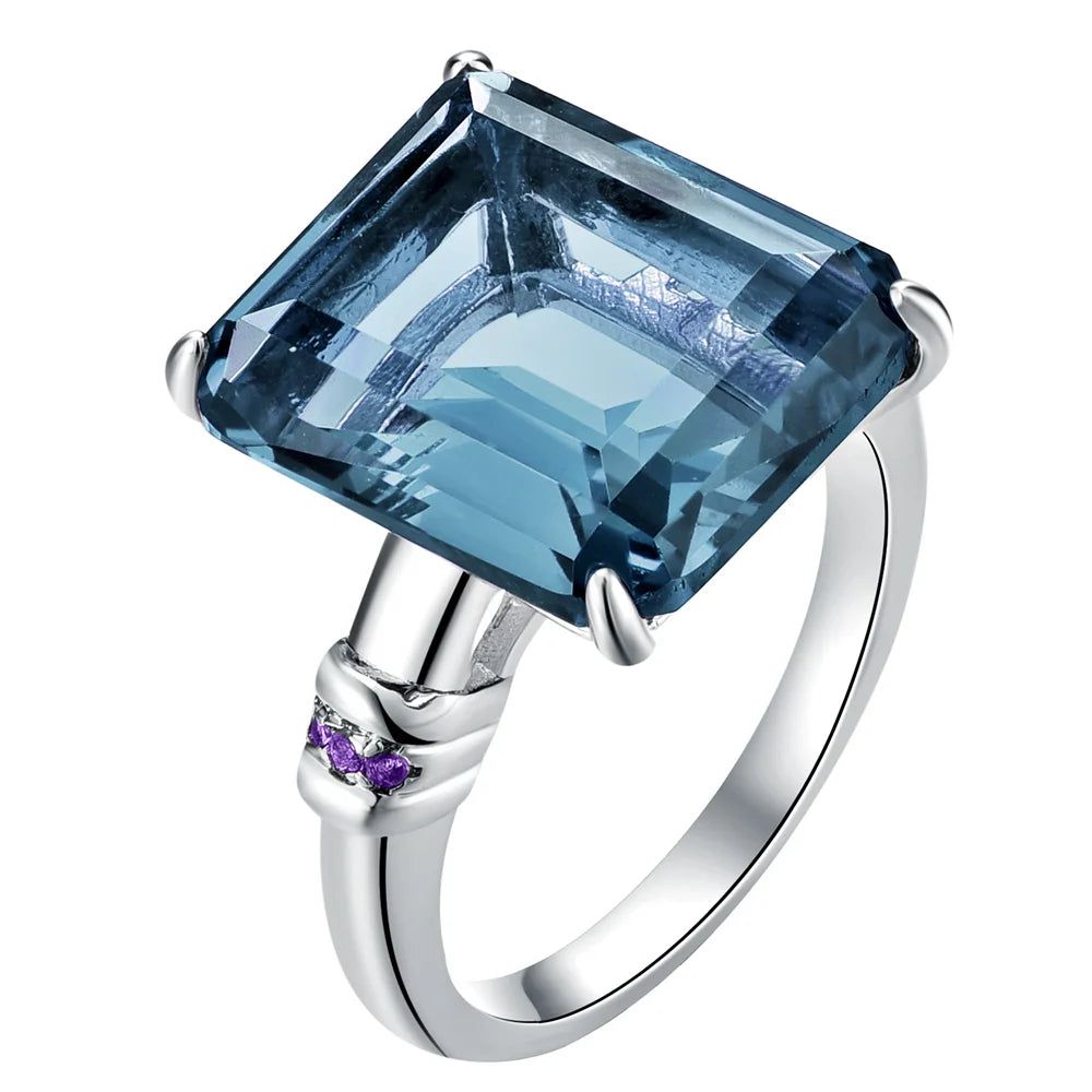 Colorful Square Zircon Solitaire Ring - Stylish Birthday Jewelry