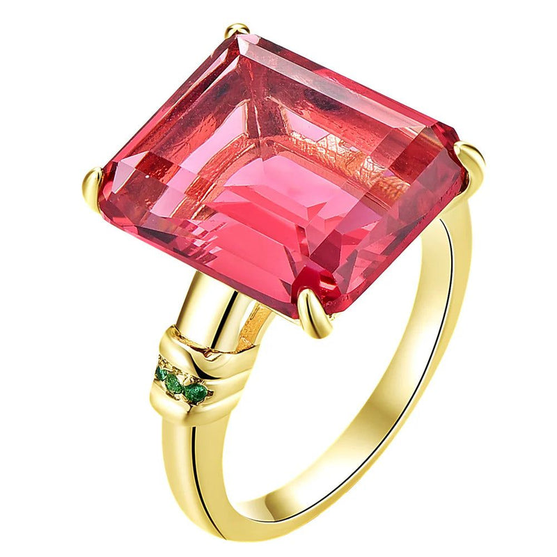 Colorful Square Zircon Solitaire Ring - Stylish Birthday Jewelry