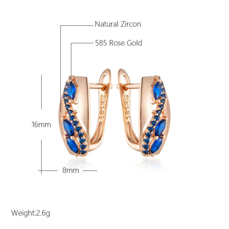 Contemporary Blue Zircon Rhombus Earrings in 585 Rose Gold - Fashion Jewelry