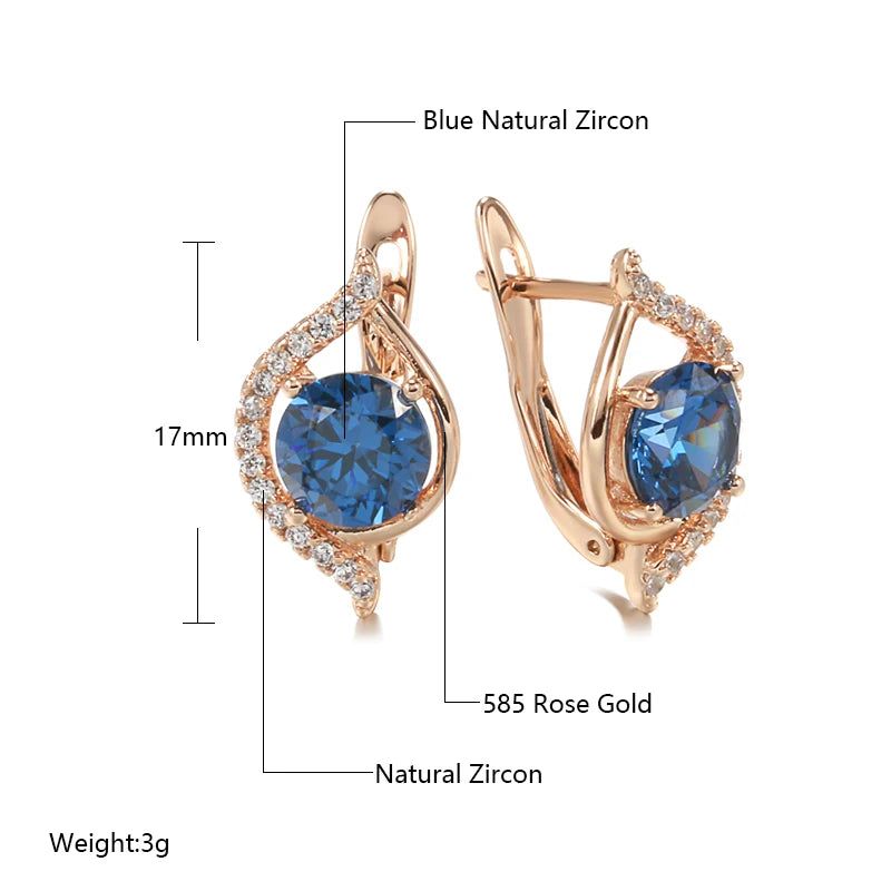 Contemporary Blue Zircon Stud Earrings in 585 Rose Gold - Fashionable Jewelry for Every Occasion