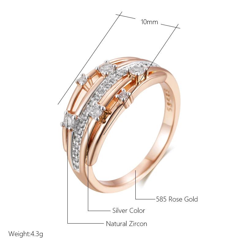 Contemporary Dual-Tone 10mm Zircon Cocktail Ring in Rose Gold and Silver Setting