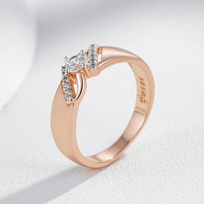 Contemporary Dual-Tone Zircon Ring in 585 Rose Gold and Silver Finish - Slim Design Jewelry for Any Occasion