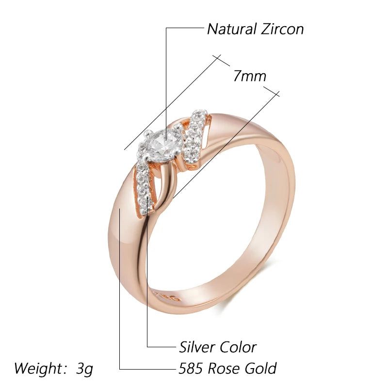 Contemporary Dual-Tone Zircon Ring in 585 Rose Gold and Silver Finish - Slim Design Jewelry for Any Occasion