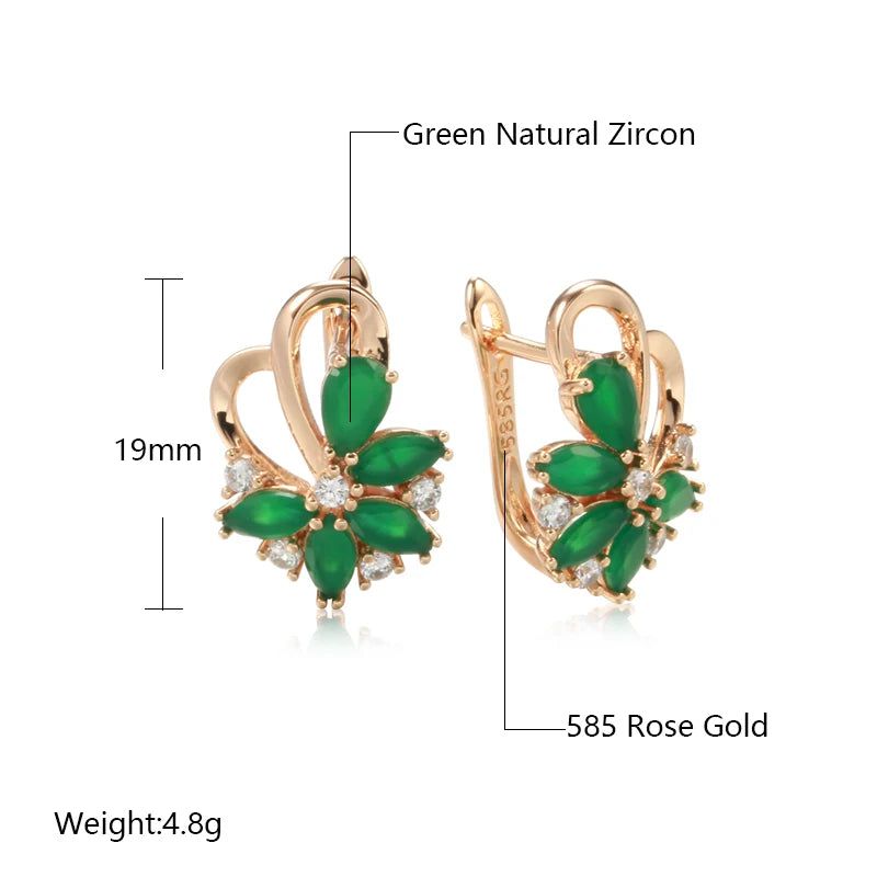 Contemporary Emerald Cut Zircon Drop Earrings in 585 Rose Gold - High-Quality Natural Jewelry