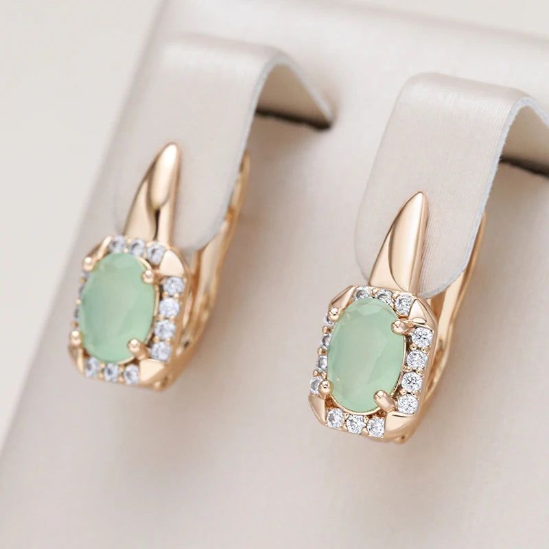 Contemporary Emerald Cut Zircon Drop Earrings in 585 Rose Gold - Luxurious Square Crystal Jewelry