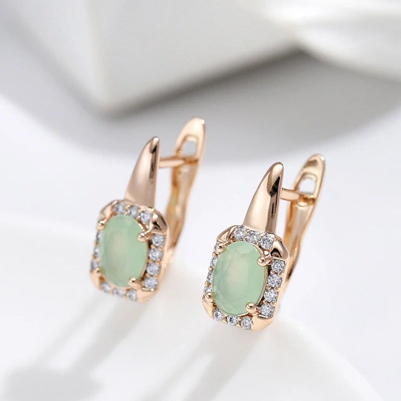 Contemporary Emerald Cut Zircon Drop Earrings in 585 Rose Gold - Luxurious Square Crystal Jewelry