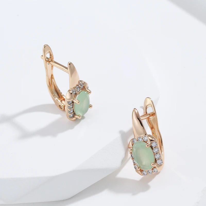 Contemporary Emerald Cut Zircon Drop Earrings in 585 Rose Gold - Luxurious Square Crystal Jewelry