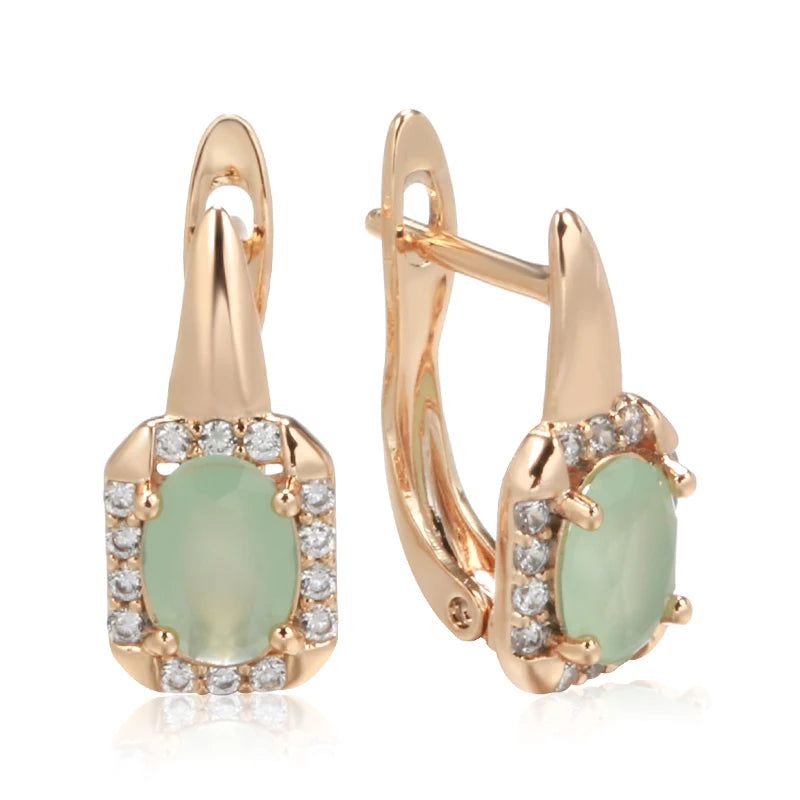 Contemporary Emerald Cut Zircon Drop Earrings in 585 Rose Gold - Luxurious Square Crystal Jewelry