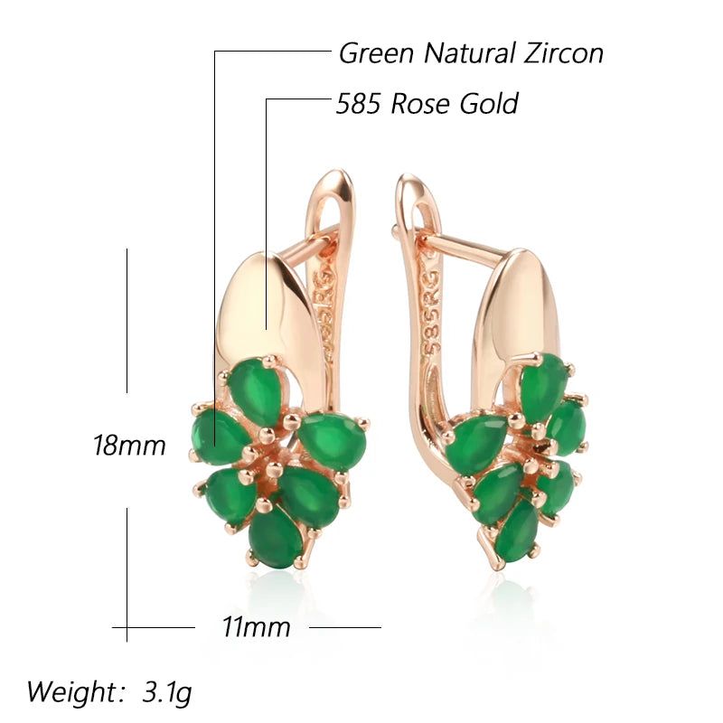 Contemporary Emerald Cut Zircon Drop Earrings in 585 Rose Gold - Unique High-Quality Jewelry