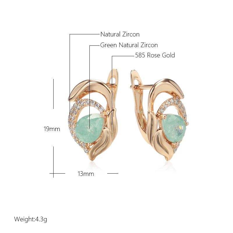 Contemporary Emerald Water Drop Zircon Earrings in 585 Rose Gold - Luxury Jewelry Collection