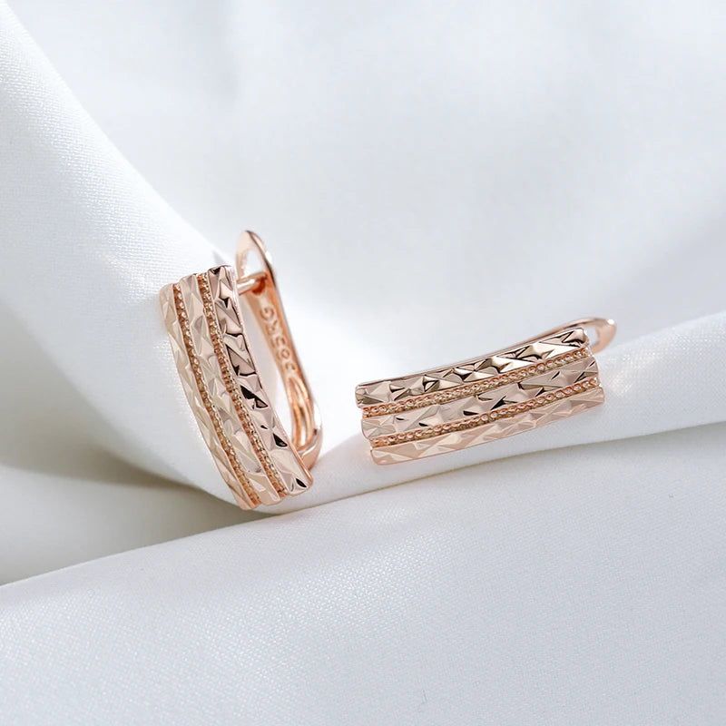 Creative Hollow Geometric Rose Gold Earrings - Vintage Style Fashion Jewelry