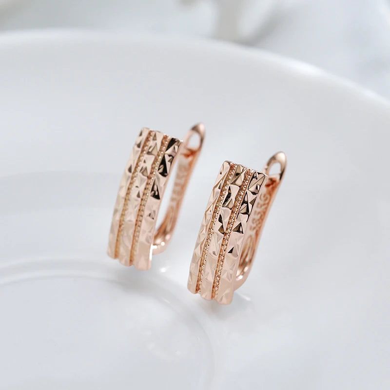 Creative Hollow Geometric Rose Gold Earrings - Vintage Style Fashion Jewelry