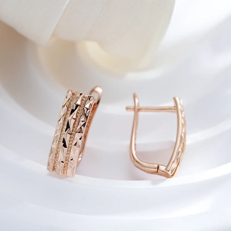 Creative Hollow Geometric Rose Gold Earrings - Vintage Style Fashion Jewelry