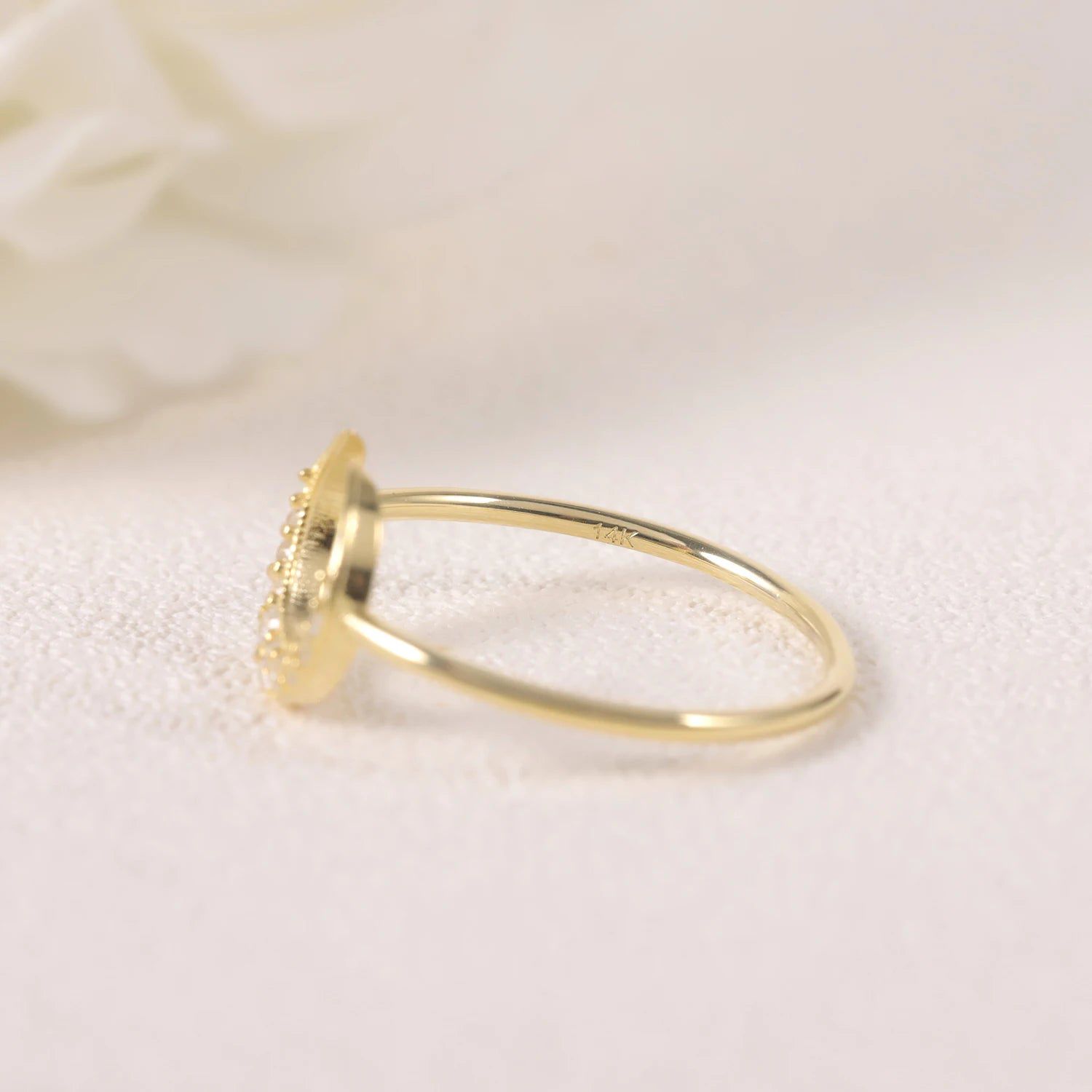 Crescent Moon Ring 14K Gold Plated Moissanite Ring for Her