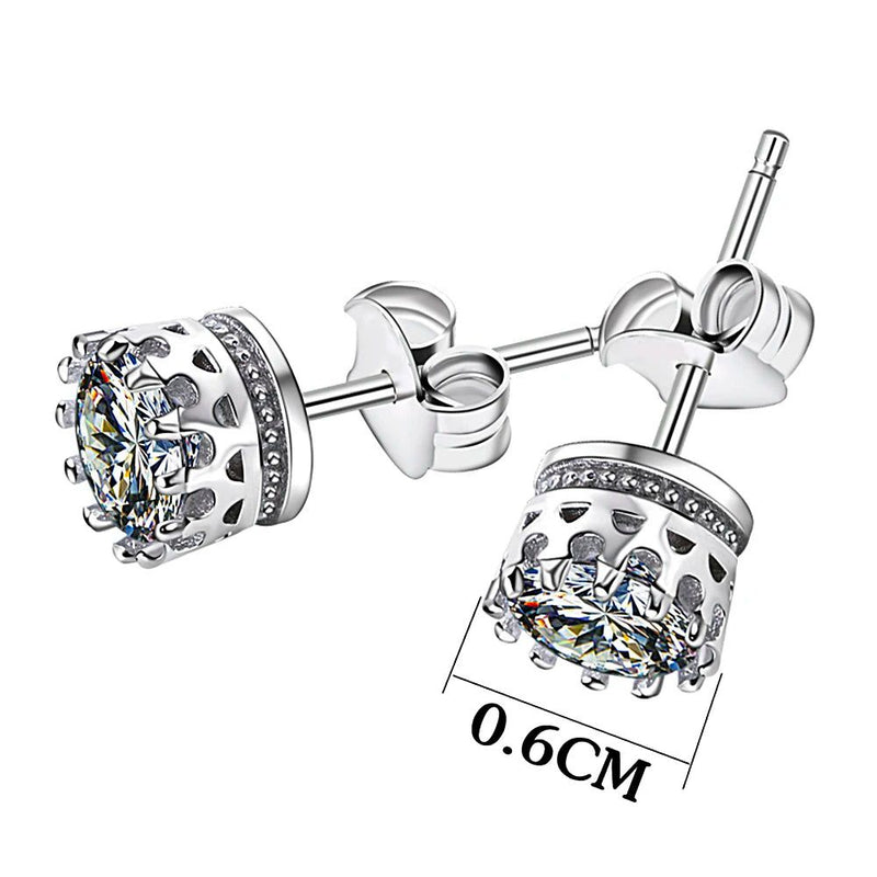 Crown-Inspired Luxury Stud Earrings with Radiant Clear White Zircon Stones for Everyday Glamour