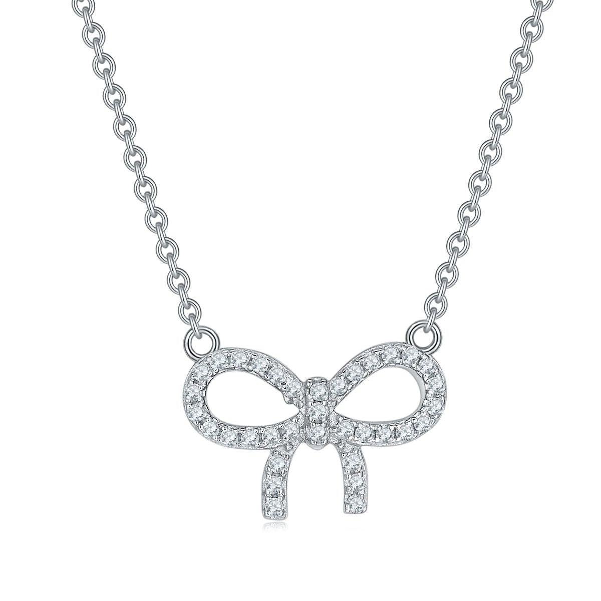 DEF Round Cut Colorless Moissanite Bar Necklace in 925 Silver