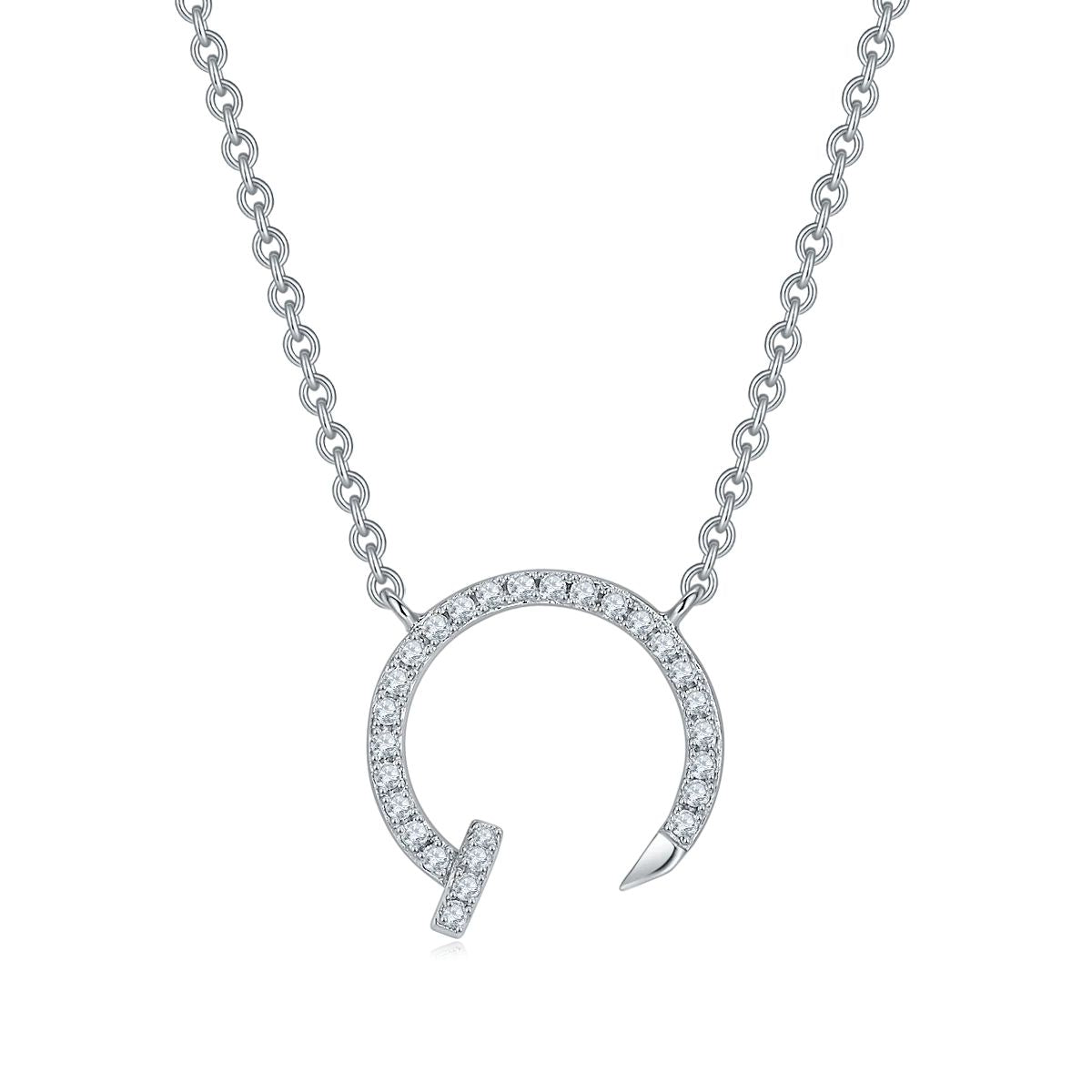 DEF Round Cut Colorless Moissanite Bar Necklace in 925 Silver