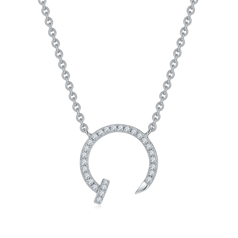 DEF Round Cut Colorless Moissanite Bar Necklace in 925 Silver