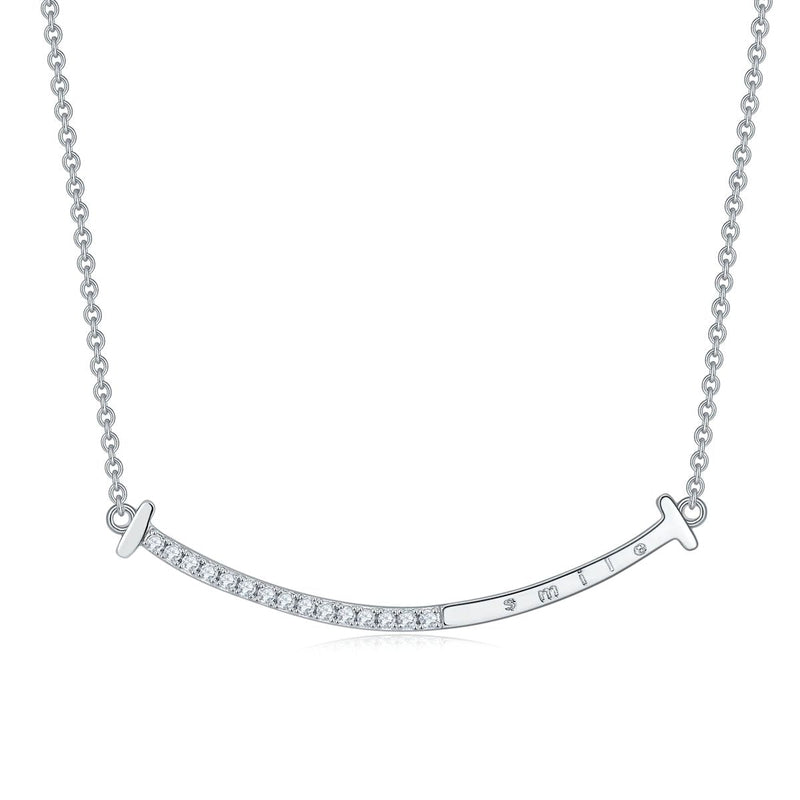 DEF Round Cut Colorless Moissanite Bar Necklace in 925 Silver