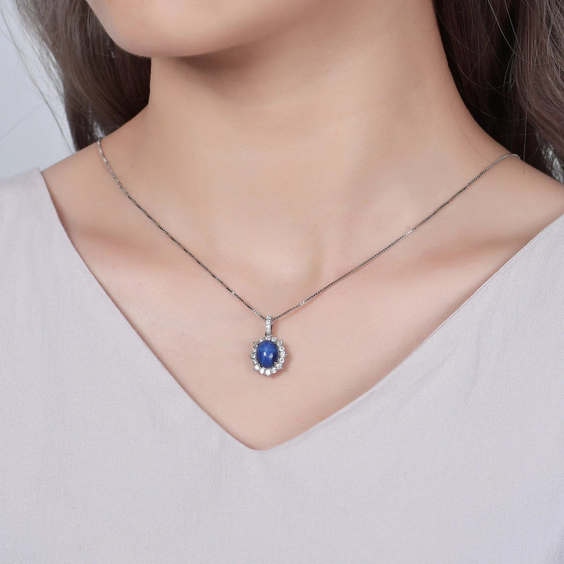 Dainty Blue Lindy Star Sapphire Pendant Necklace in Silver