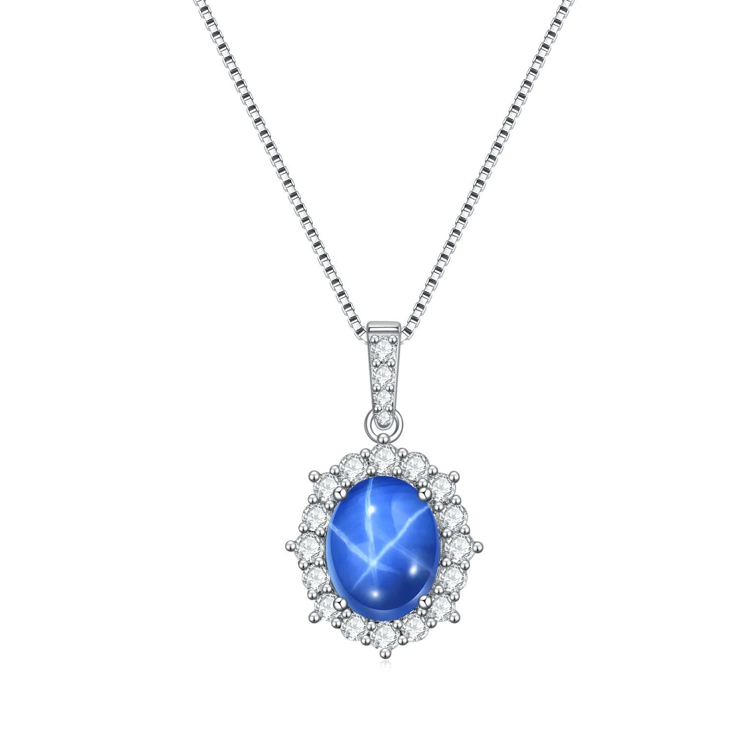 Dainty Blue Lindy Star Sapphire Pendant Necklace in Silver