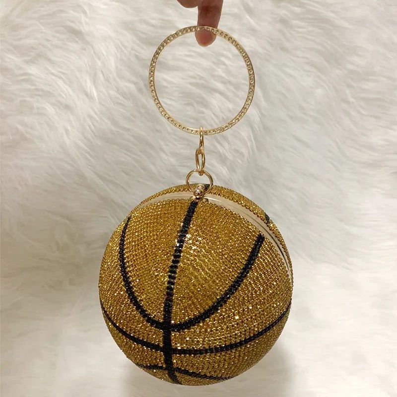 Diamond-Embellished Basketball-Inspired Women's Handbag and Clutch