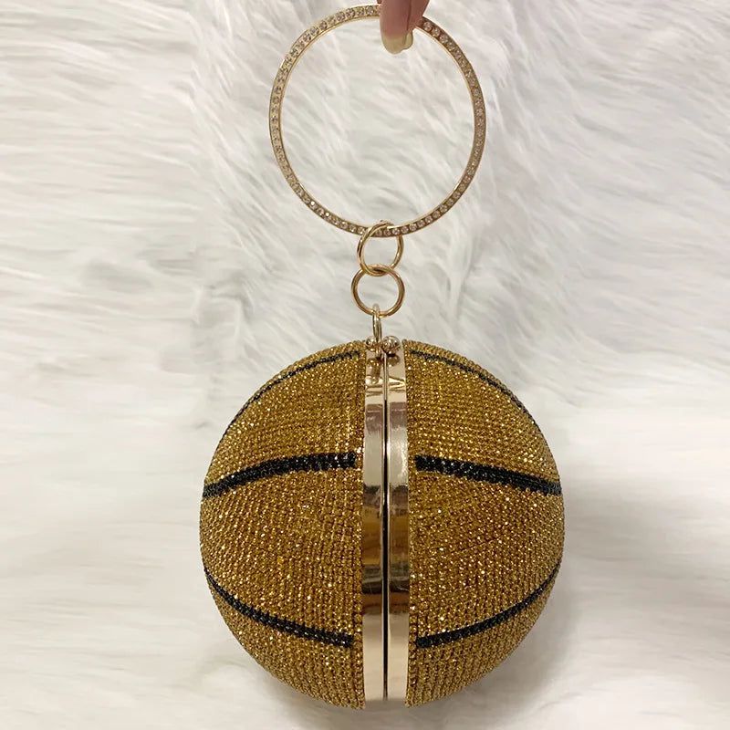 Diamond-Embellished Basketball-Inspired Women's Handbag and Clutch