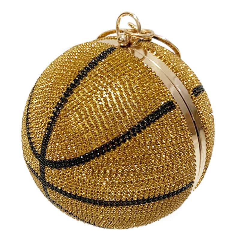 Diamond-Embellished Basketball-Inspired Women's Handbag and Clutch