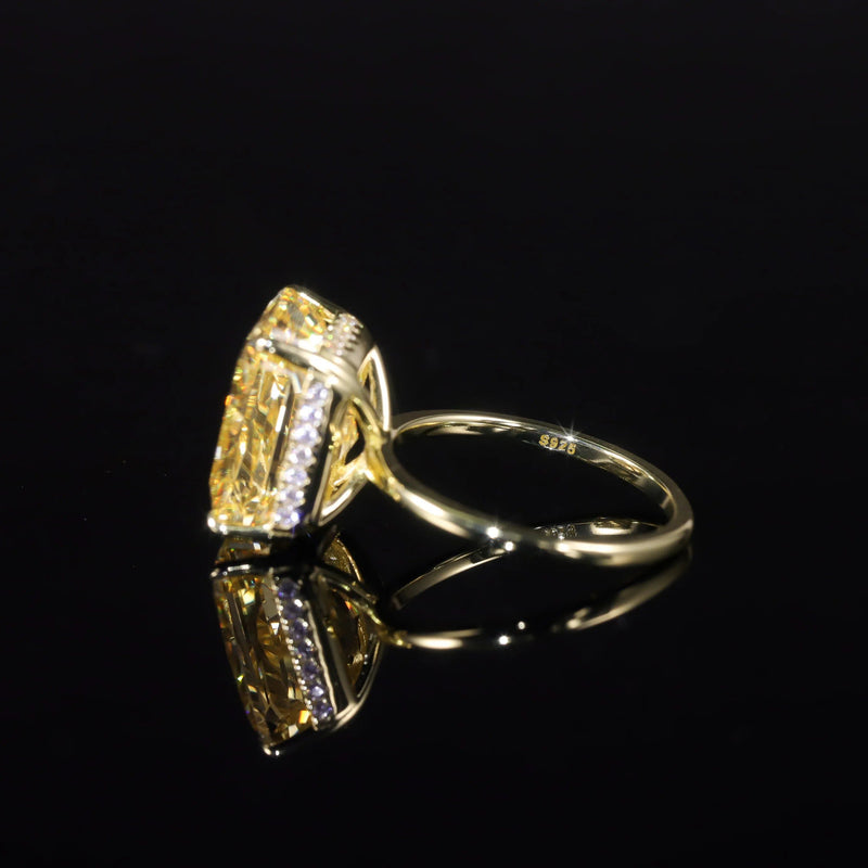 Diamond-Fire CZ Fancy Light Yellow Ring in 925 Silver