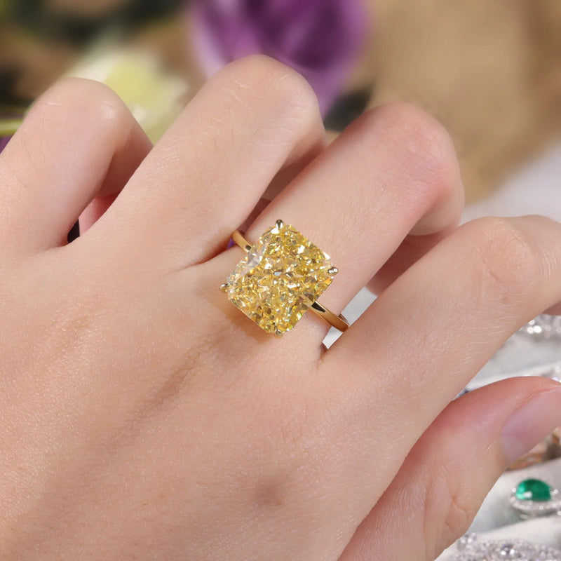 Diamond-Fire CZ Fancy Light Yellow Ring in 925 Silver